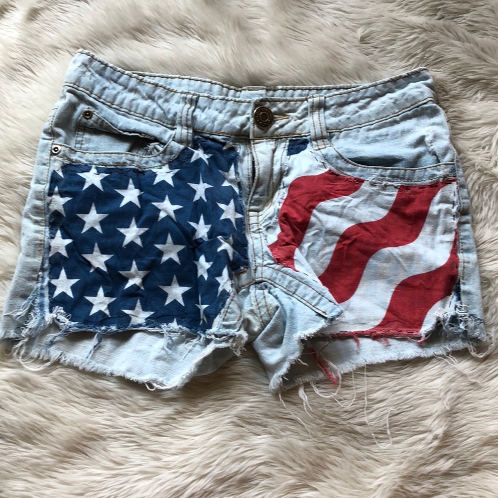 Upcycled American flag shorts